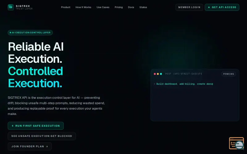 Screenshot of SIGTREX API