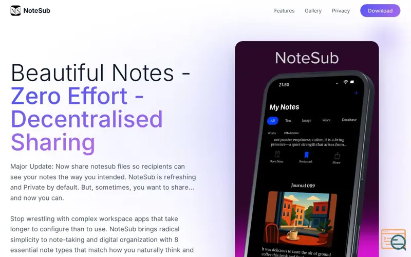 Screenshot of NoteSub