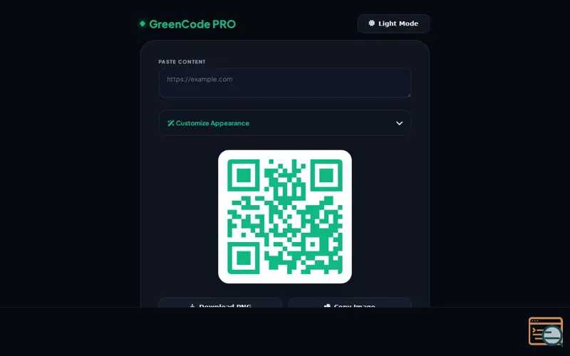 Screenshot of GreenCode | QR Code Generator, a launch using ExoClick