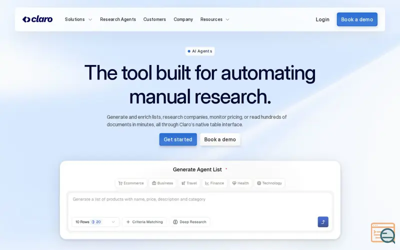 Screenshot of Research Agents