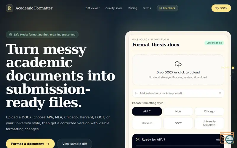 Screenshot of AcademicFormatter
