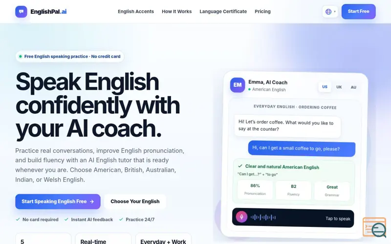 Screenshot of English Speaking Practice Free with AI Coach | EnglishPal