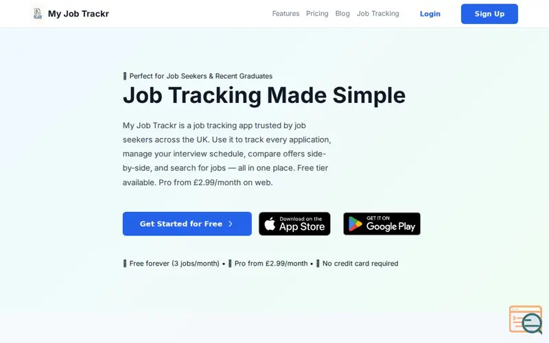 Screenshot of My Job Trackr