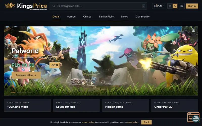 Screenshot of KingsPrice, a launch using Google Search Console