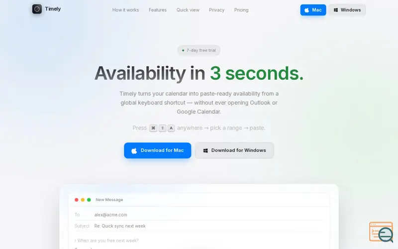 Screenshot of Timely