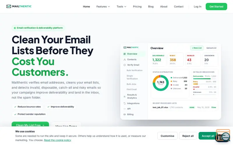 Screenshot of Mailthentic