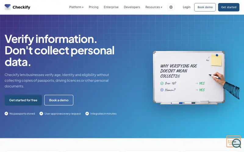 Screenshot of Checkify - verification layer