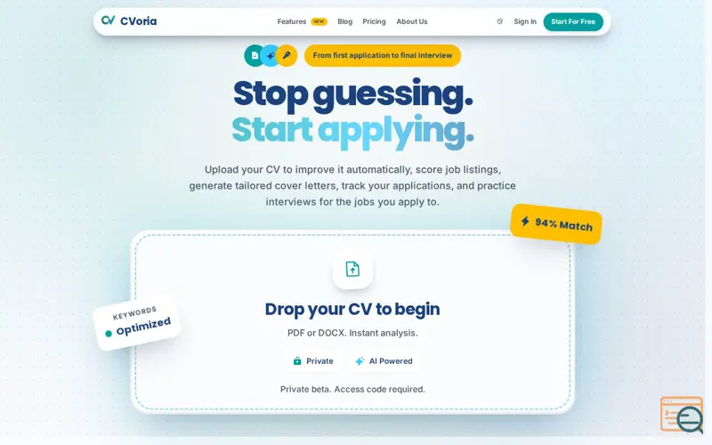 Screenshot of CVoria