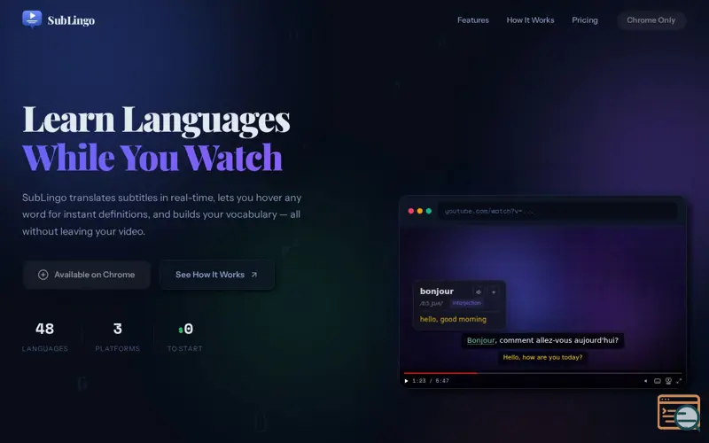 Screenshot of SubLingo Practice