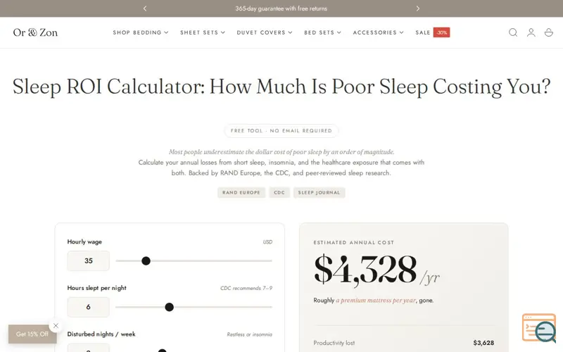 Screenshot of The Sleep Tax, a launch using Instant.page