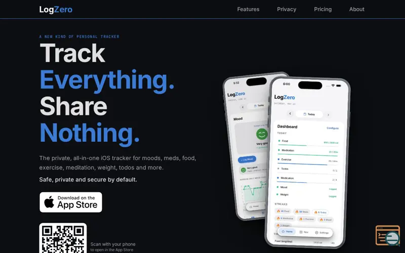 Screenshot of LogZero | Private iOS Tracker. No Account. No Cloud.