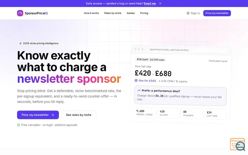 Screenshot of SponsorPriceIQ