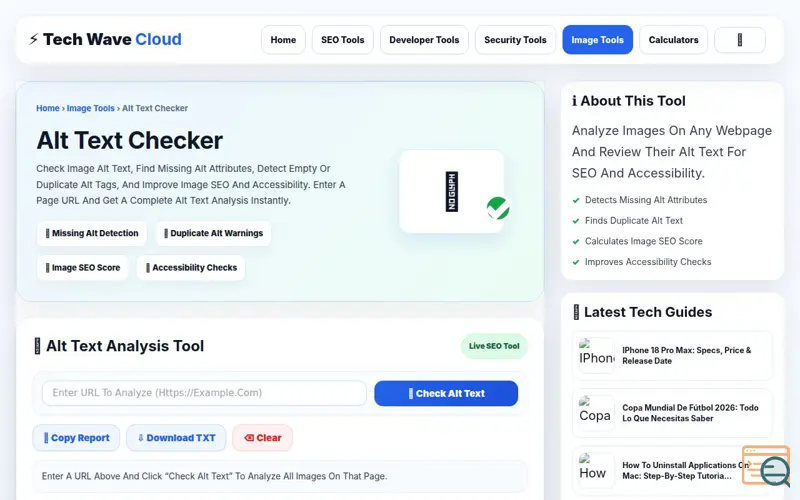 Screenshot of Alt Text Checker