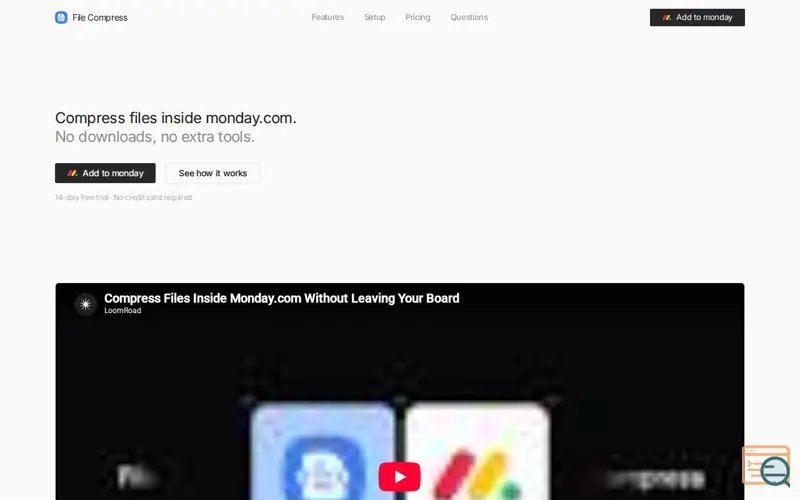 Screenshot of File Compress for monday.com