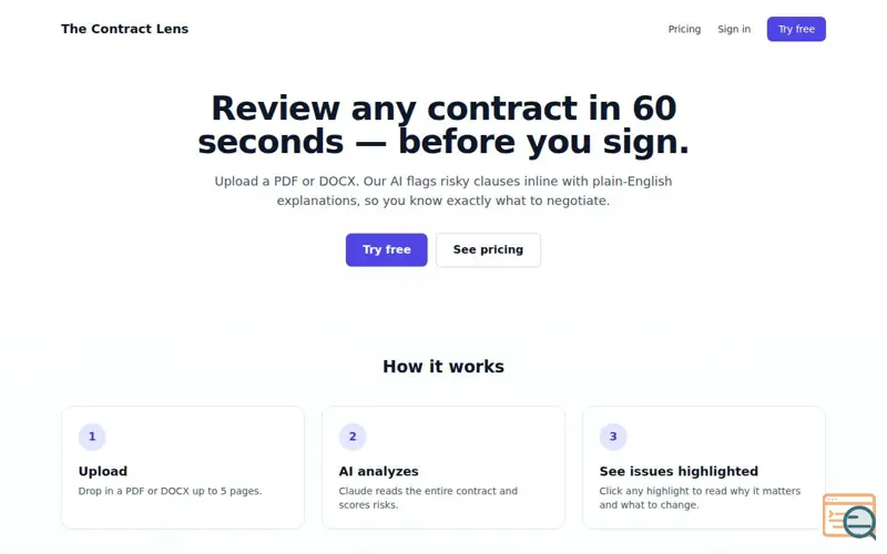 Screenshot of The Contract Lens