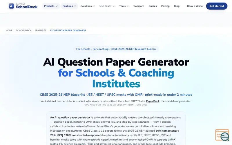 Screenshot of SchoolDeck AI