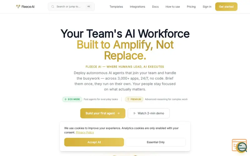 Screenshot of Fleece AI, a launch using Notion