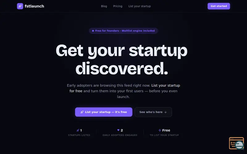 Screenshot of Fstlaunch - Get your startup discovered.