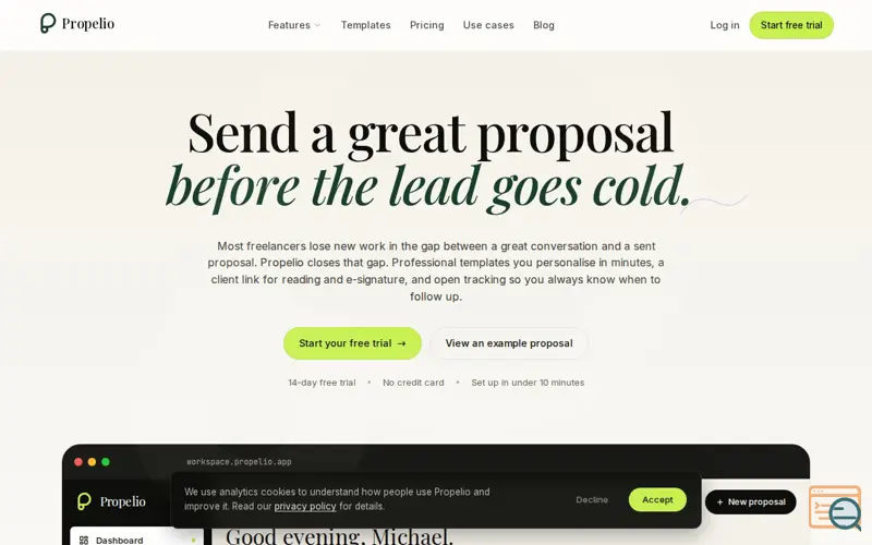 Screenshot of Propelio