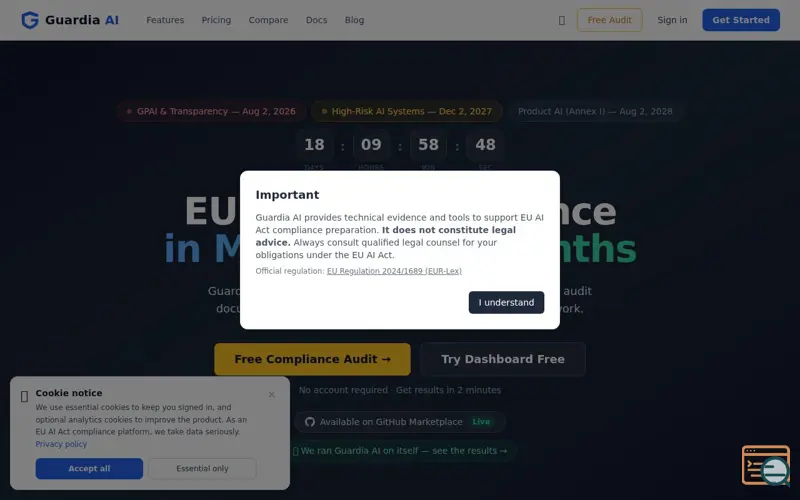 Screenshot of Guardia AI