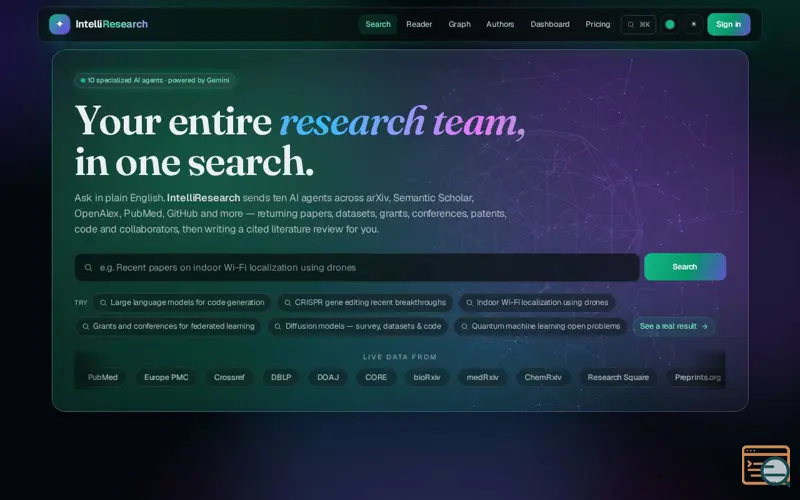 Screenshot of IntelliResearch — Autonomous Research Assistant