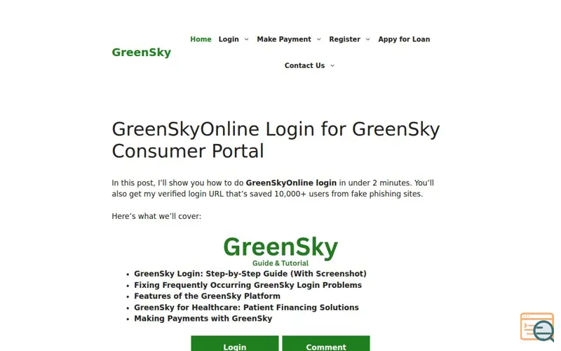 Screenshot of GreenSky