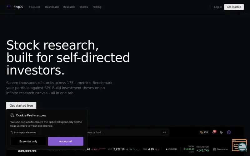 Screenshot of finqOS, a launch using UI Avatars