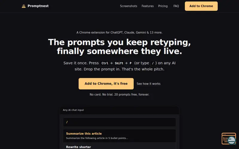 Screenshot of Promptnest