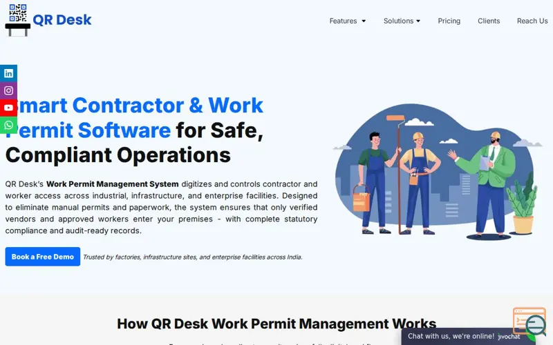 Screenshot of Work Permit Management | QR Desk, a launch using Oribi