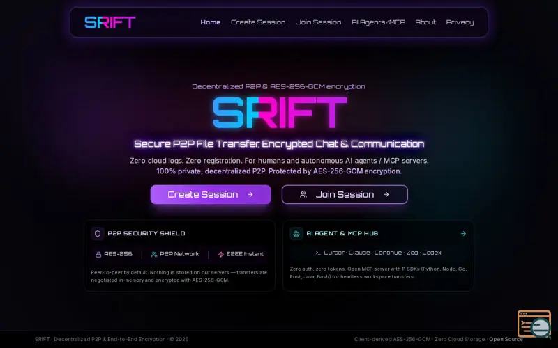 Screenshot of SRIFT, a launch using files.fm