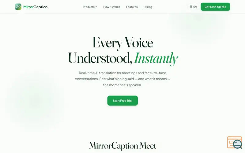 Screenshot of MirrorCaption