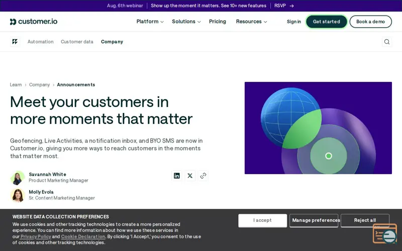 Screenshot of Customer.io Summer Release, a launch using Have I Been Pwned