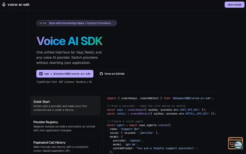 Screenshot of voice-ai-sdk