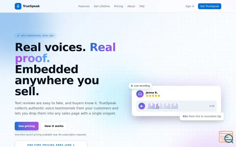 Screenshot of TrueSpeak