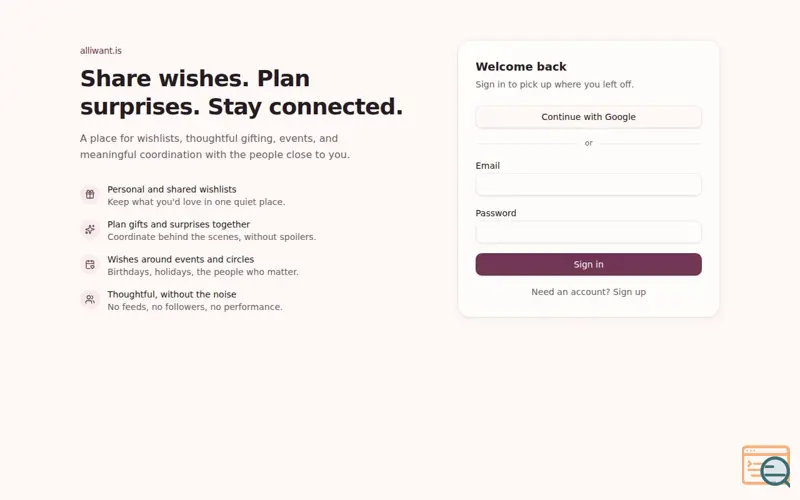 Screenshot of alliwant.is