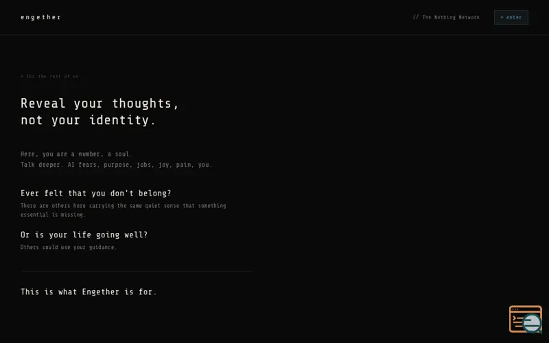 Screenshot of Engether — The Nothing Network