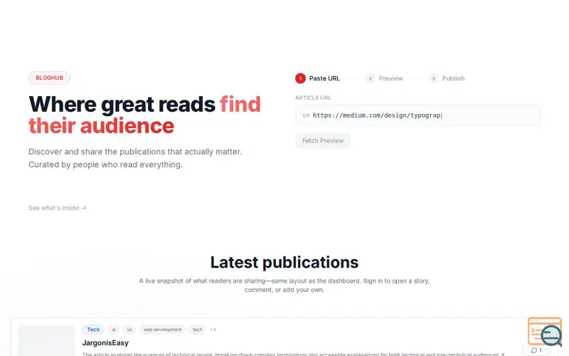 Screenshot of BlogHub