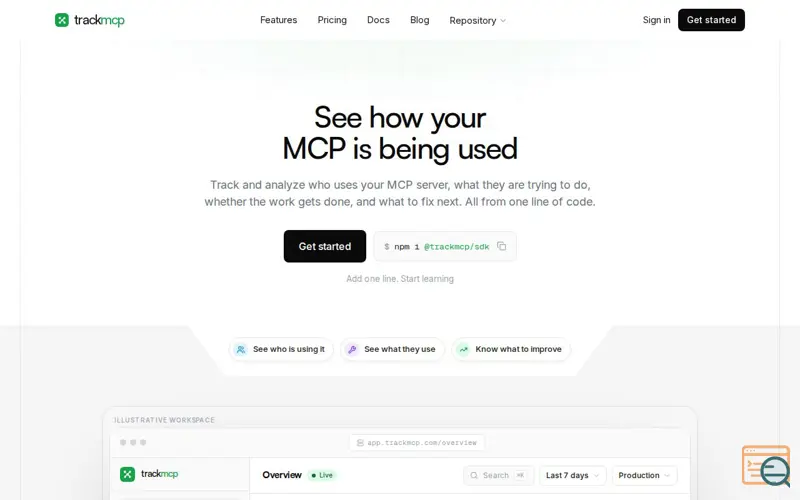 Screenshot of TrackMCP