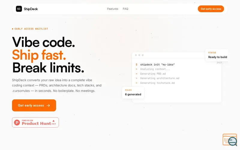 Screenshot of ShipDeck — Early Access Waitlist