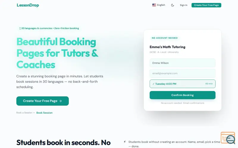 Screenshot of LessonDrop
