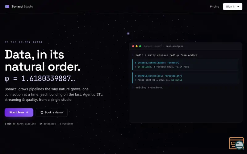 Screenshot of Bonacci Studio , a launch using HSTS