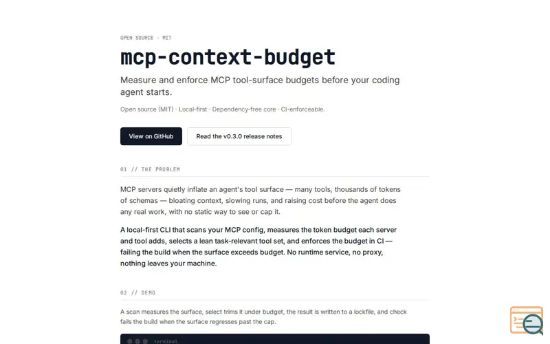 Screenshot of MCP Context Budget