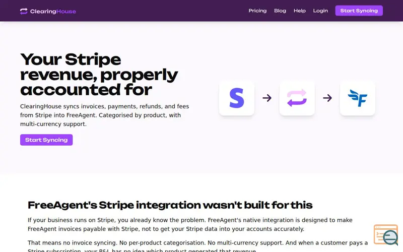 Screenshot of ClearingHouse, a launch using Stripe Email