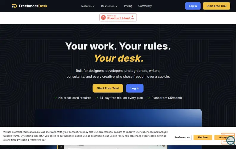 Screenshot of FreelancerDesk