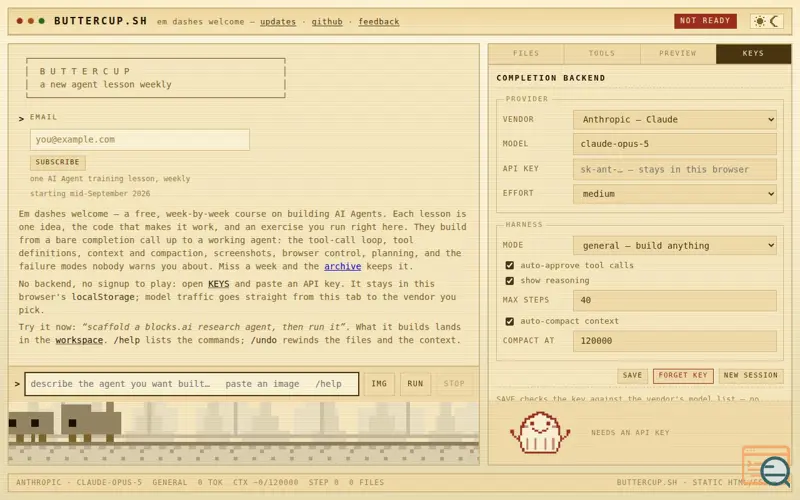 Screenshot of buttercup.sh