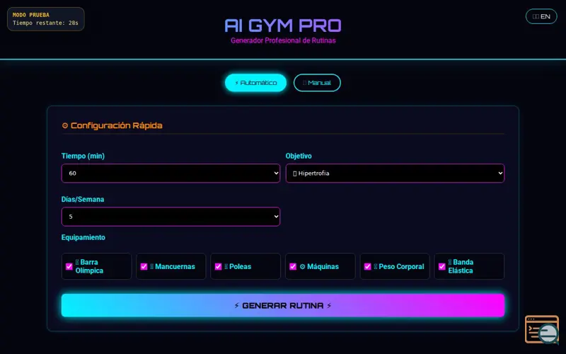 Screenshot of ai-gym-pro-automatic-workout