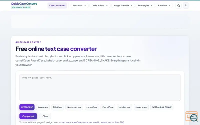 Screenshot of Quick Case Convert
