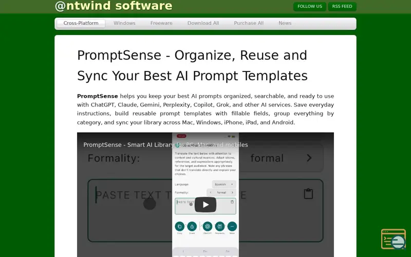 Screenshot of PromptSense