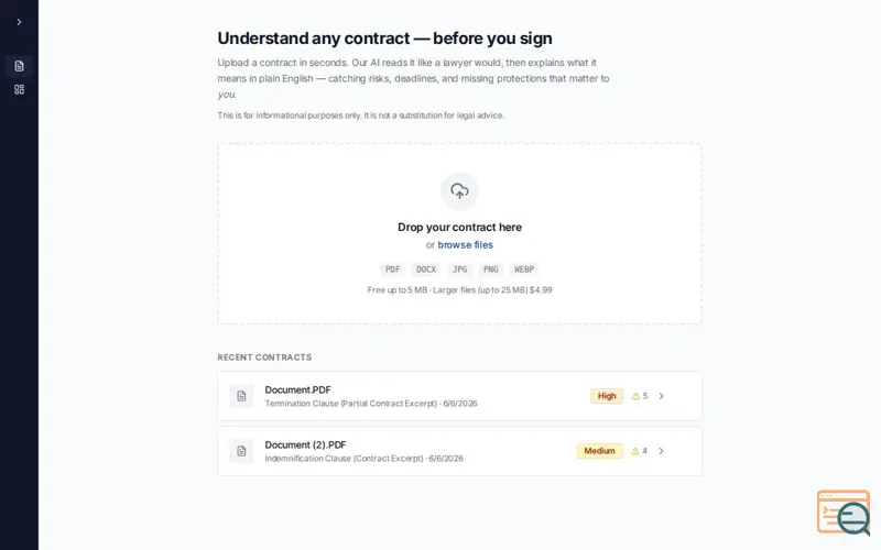 Screenshot of Contract Analyzer