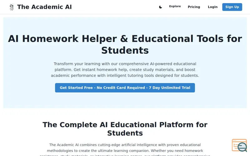 Screenshot of The Academic AI